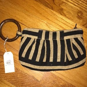 NWT Mud Pie Jute Striped Clutch/Wristlet